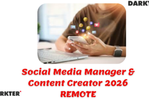 Social Media Manager & Content Creator 2026 REMOTE